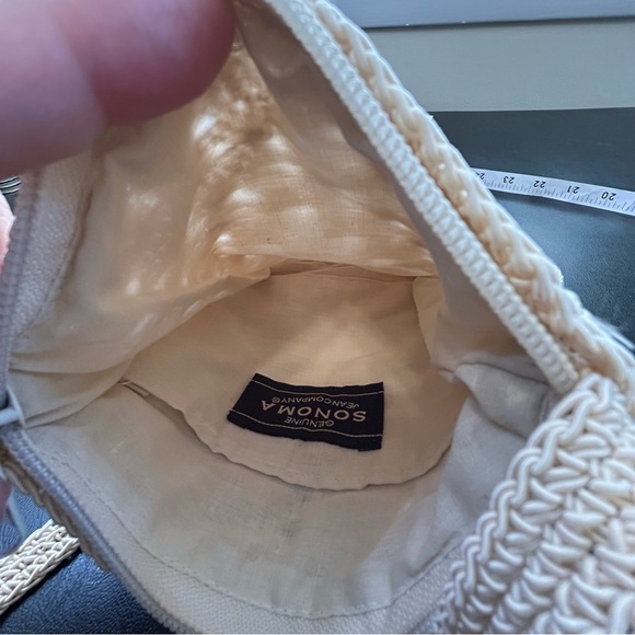 Sonoma Cream Crochet Crossbody/Shoulder Bag 6" Width 7" Height 21" Strap Length - Picture 11 of 15